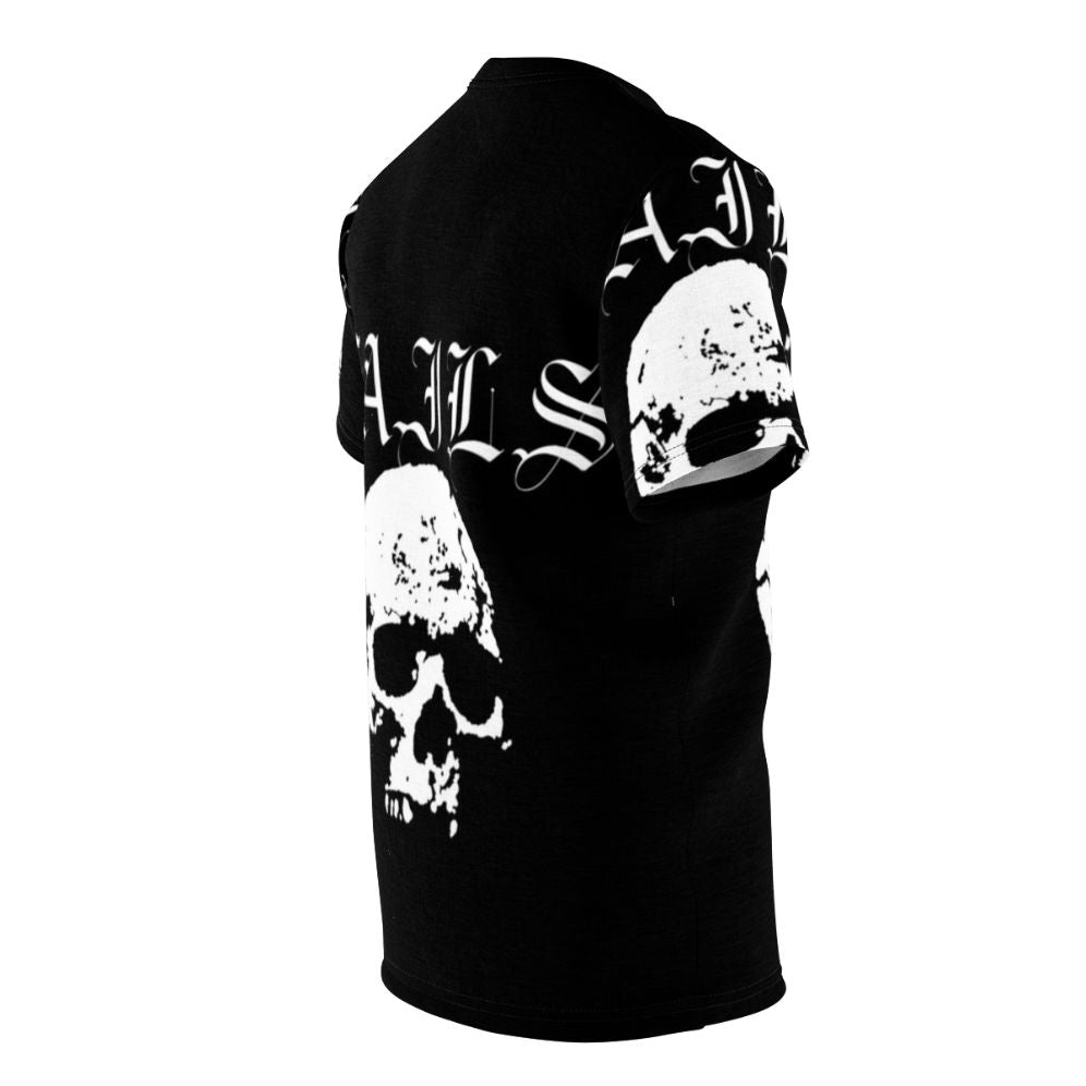 Hardcore punk band graphic t-shirt with skull design - men right