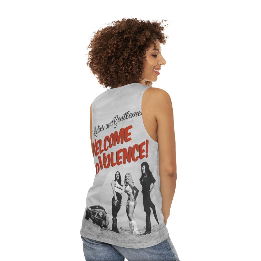 Unisex tank top featuring vintage cult movie graphics - women back