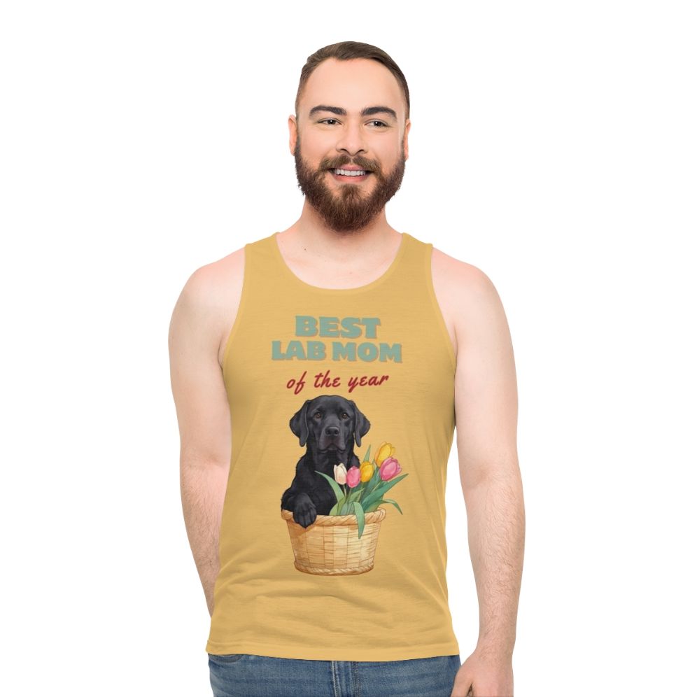 Labrador Retriever Dog Mom Tank Top with Vibrant Tulips Design - men