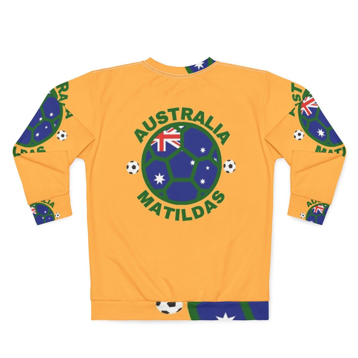 Matildas Australia Women's Soccer Team Kangaroo Green and Yellow Sweatshirt - Back