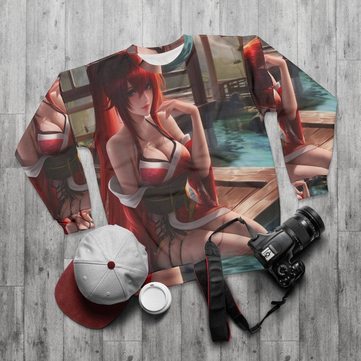 Hot Spring Rias Gremory Anime Sweatshirt - flat lay