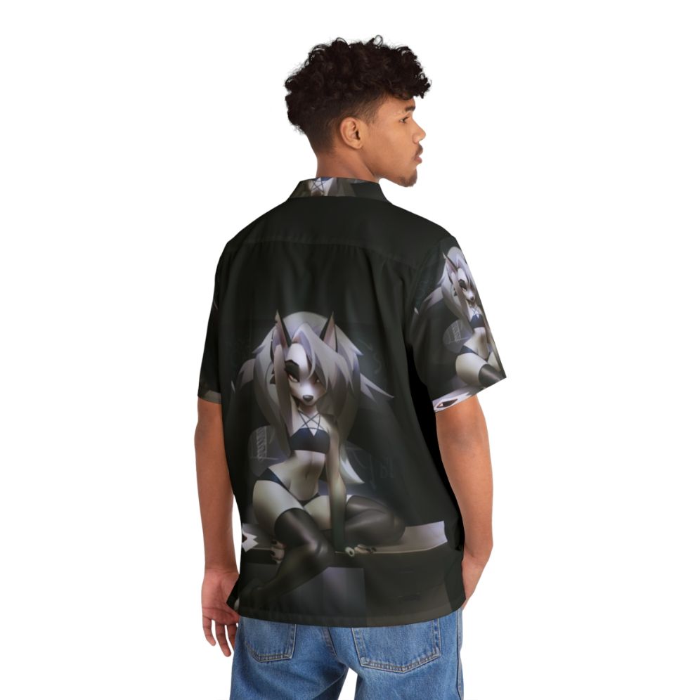 Demon Girl Anthro Wolf Hawaiian Shirt - People Back