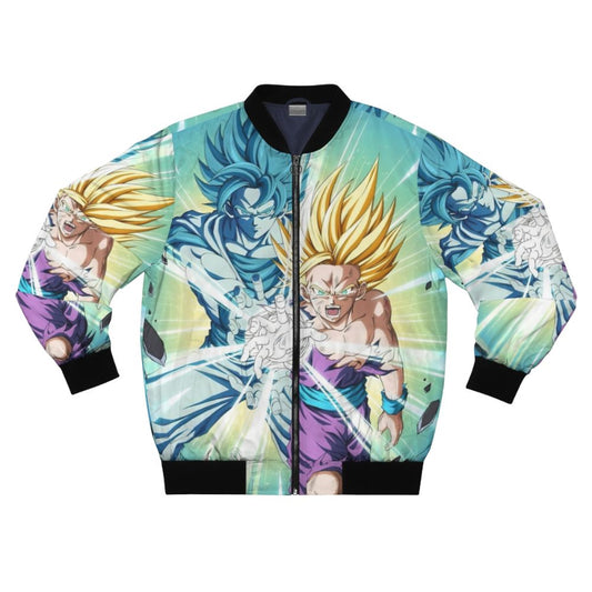 Dragon Ball Z anime-inspired bomber jacket with Kamehameha design