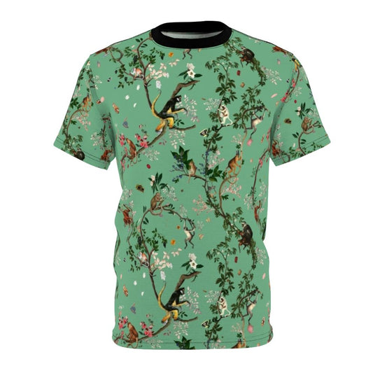 Monkey World Green Floral Pattern T-Shirt