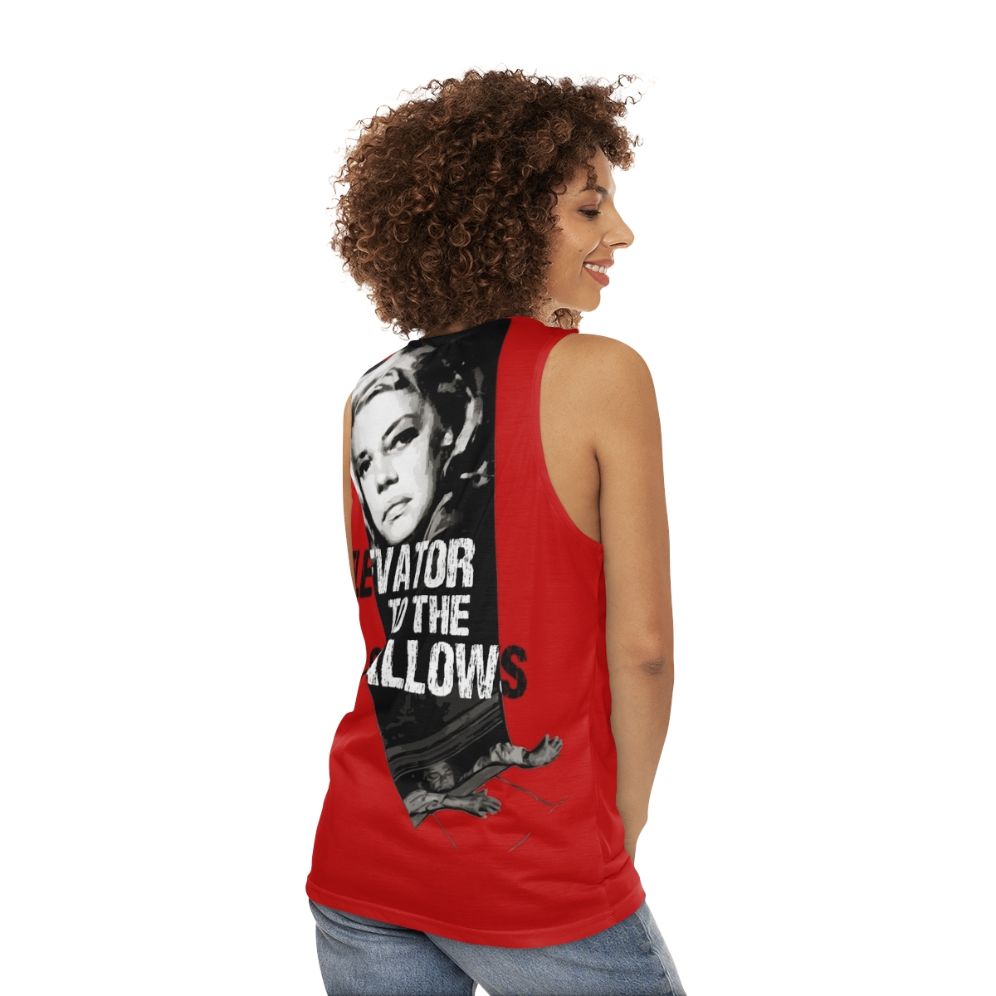 Unisex tank top featuring the classic French film 'Elevator to the Gallows' - women back