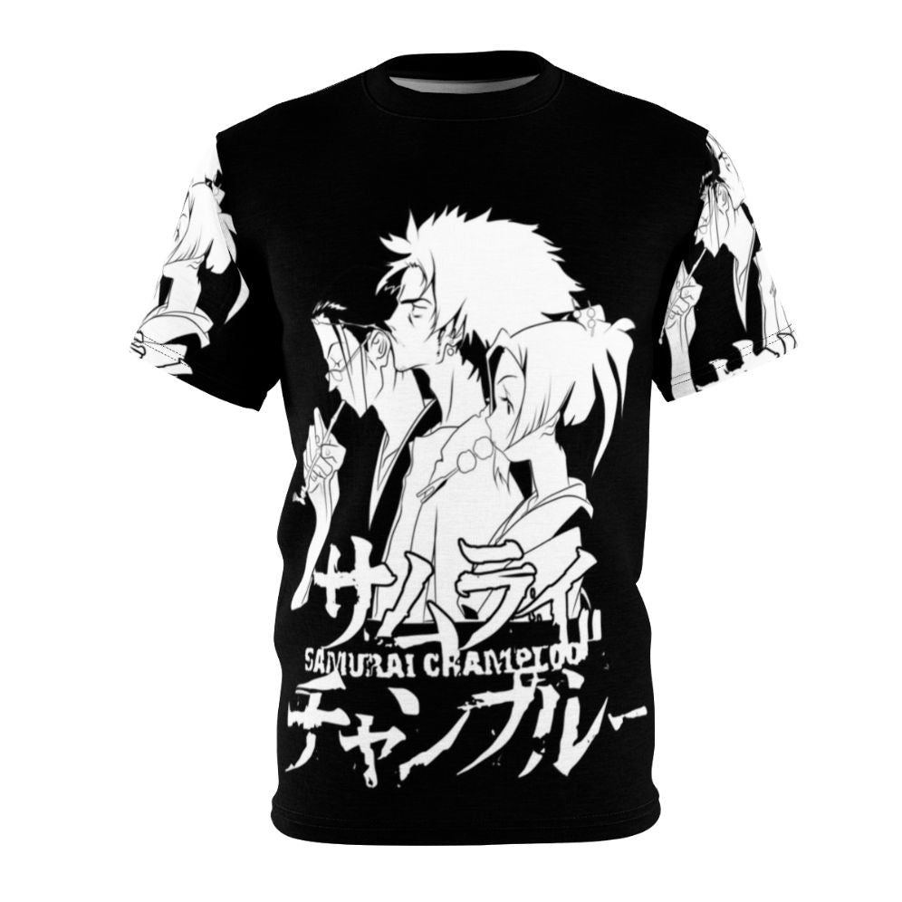 Samurai-inspired anime art t-shirt featuring characters from the popular Samurai Champloo series