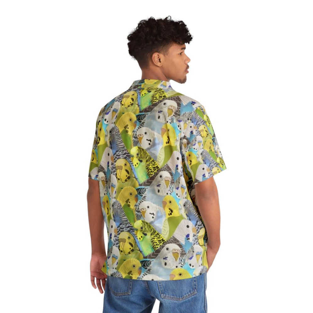 Budgie Parakeets Hawaiian Shirt with Tropical Bird Pattern - People Back