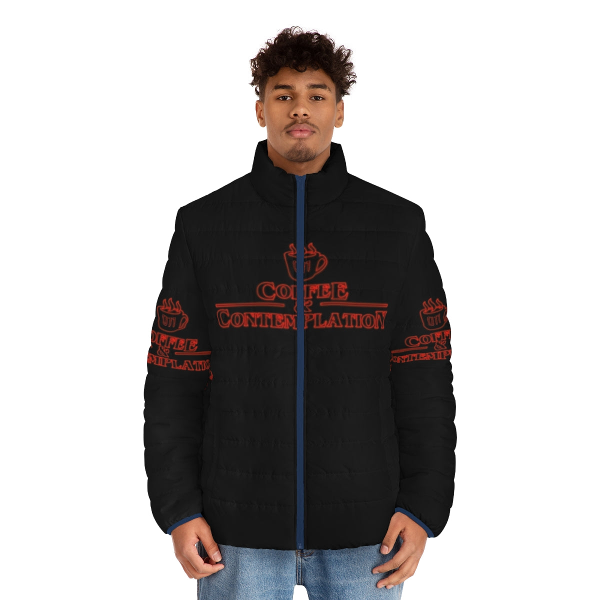 Stranger Things Coffee and Contemplation Puffer Jacket featuring Hopper - men front