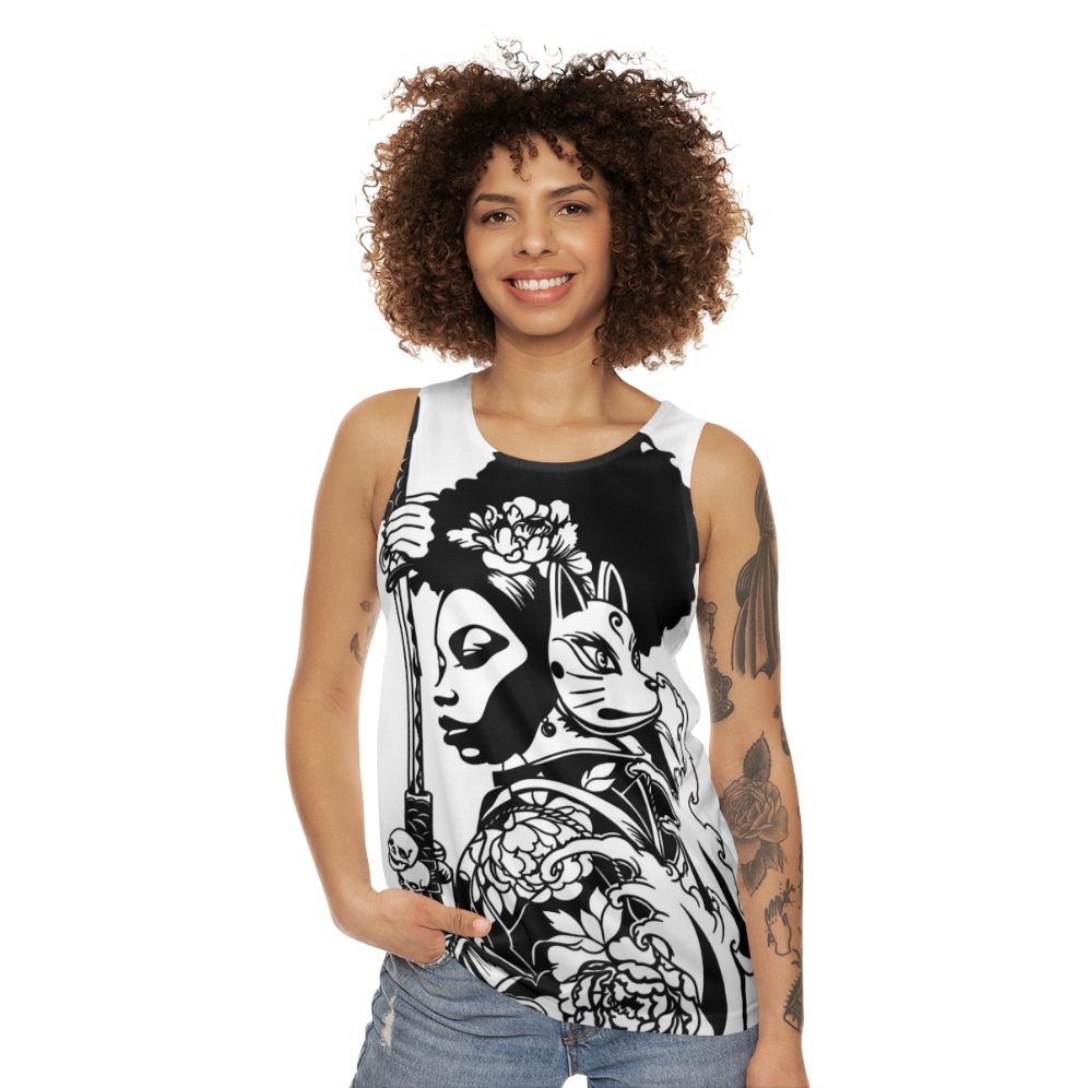 Unisex tank top featuring the design of Afua Asantewaa, a historical figure from black history - women