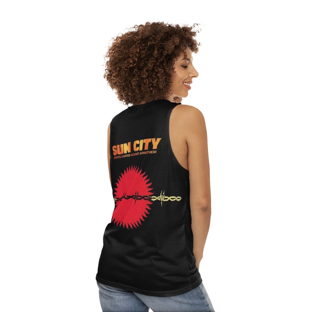 Sun City Anti-Apartheid Unisex Tank Top - women back