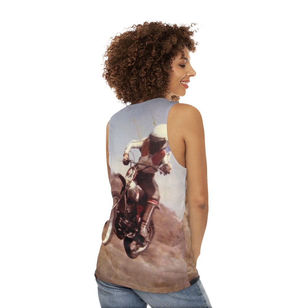 Vintage Motorcycle Motocross Unisex Tank Top - women back