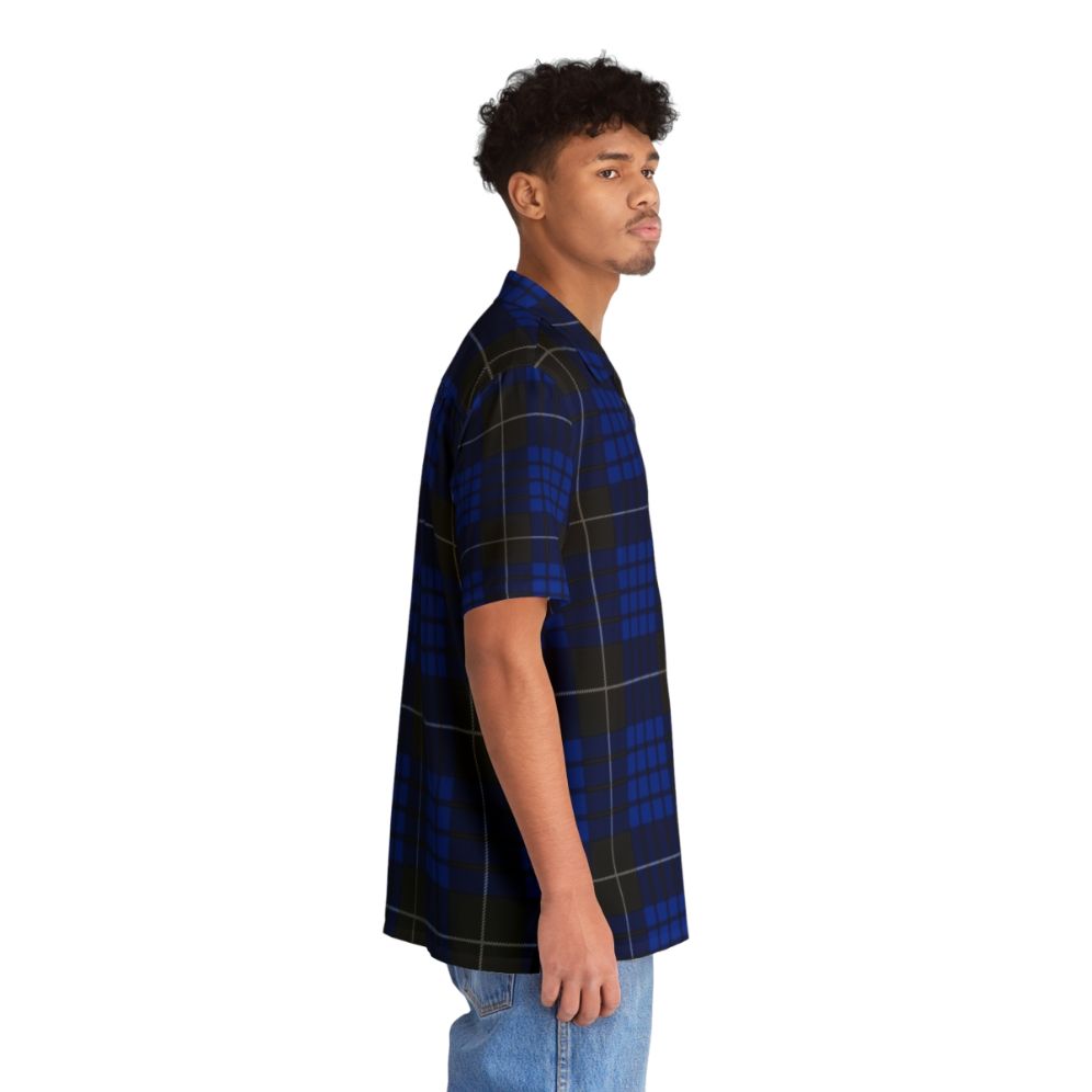 Blue and Black Tartan Plaid Hawaiian Shirt - People Pight