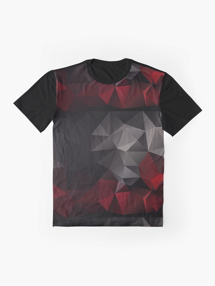 Abstract background of triangles polygon wallpaper in red and black colors graphic t-shirt - Flat lay