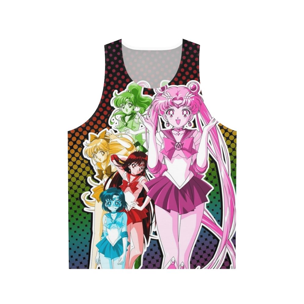 Unisex tank top with anime-inspired, vibrant, retro 90s design