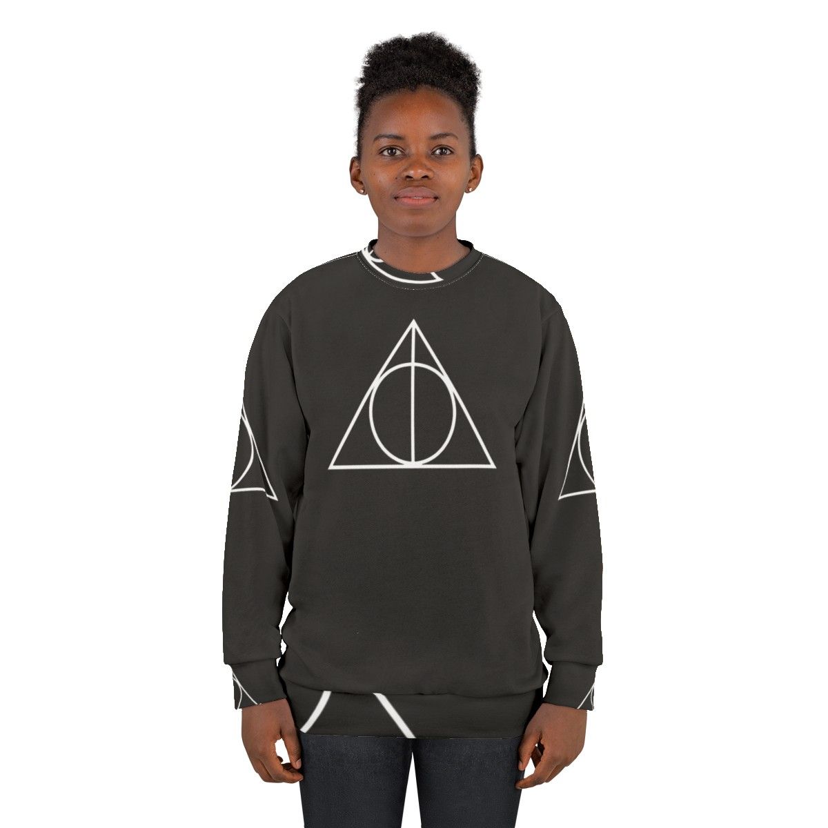 Deathly Hallows Sweatshirt featuring the iconic symbol from the Harry Potter series - women