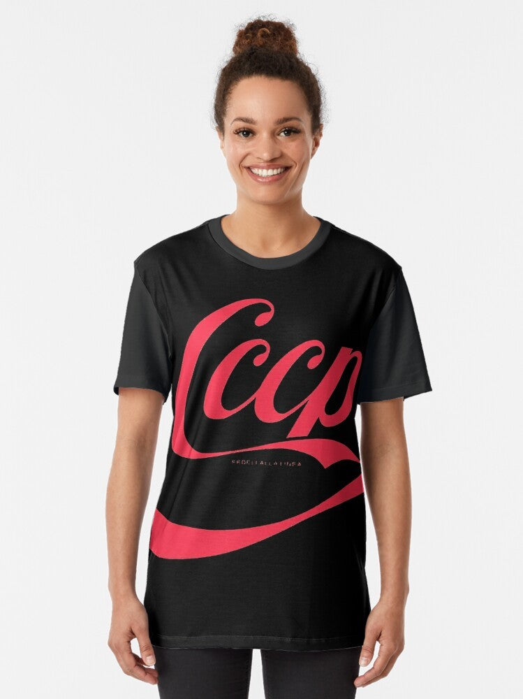 CCCP Soviet Union Graphic T-Shirt, featuring a vintage-inspired hammer and sickle design - Women