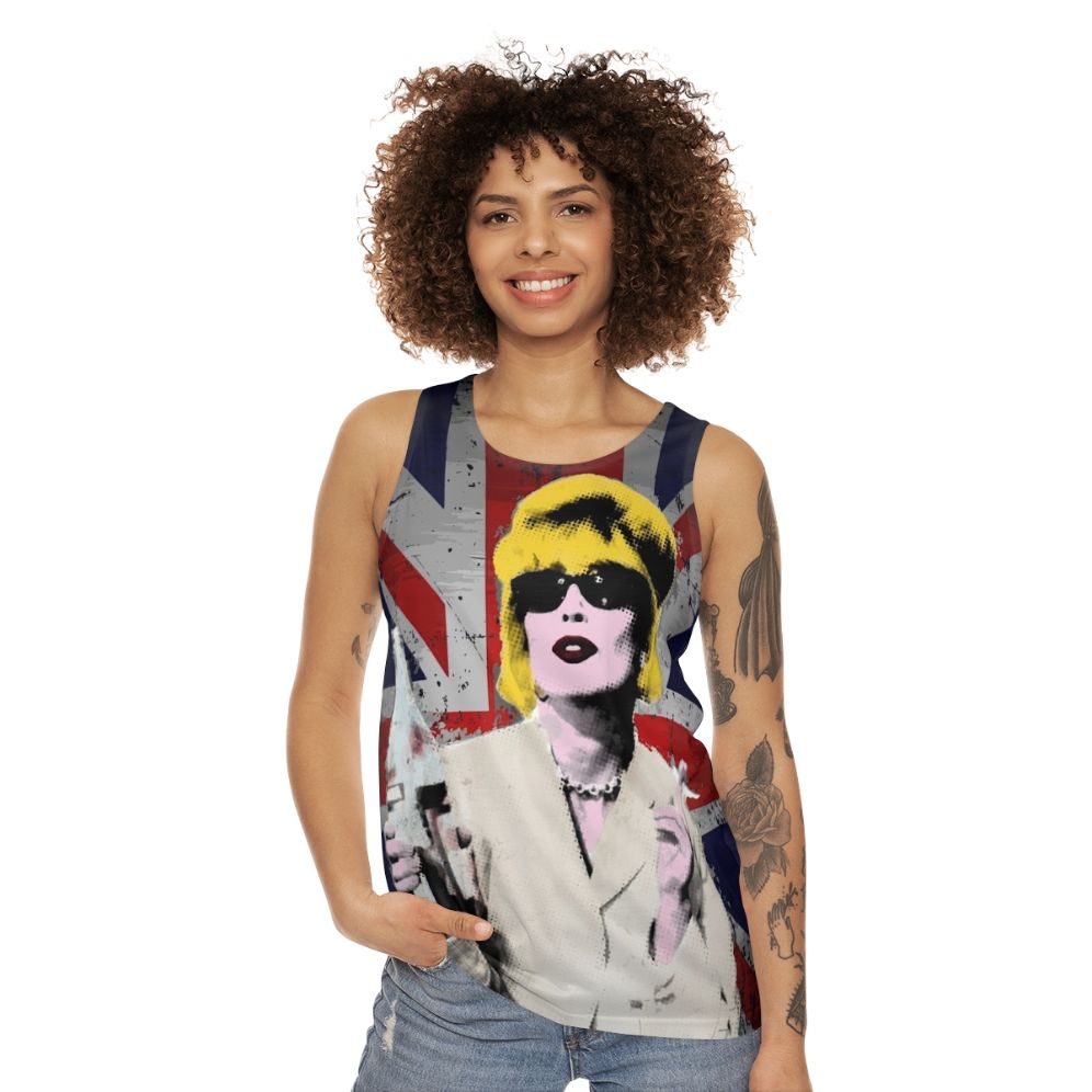 Fabulous unisex tank top with pop art inspired retro British design - women