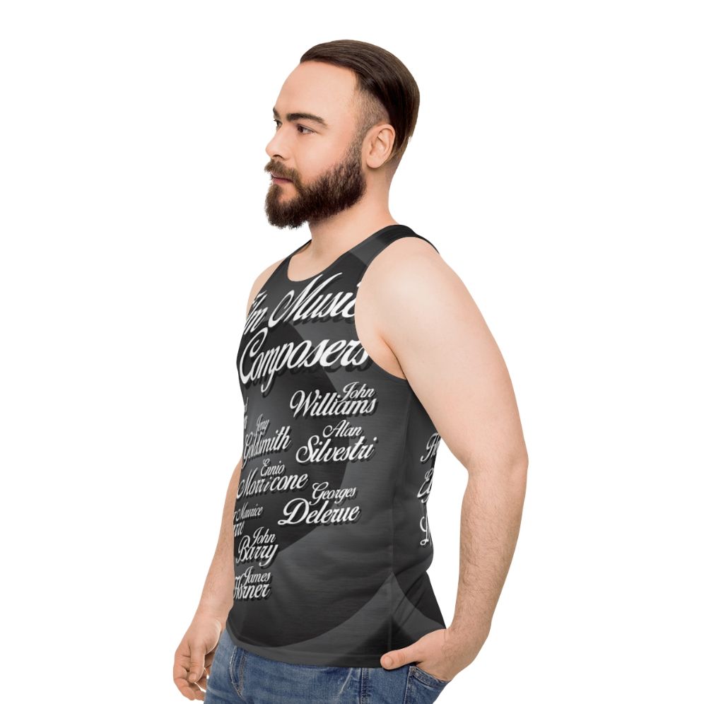 Unisex tank top featuring movie music composers - men side