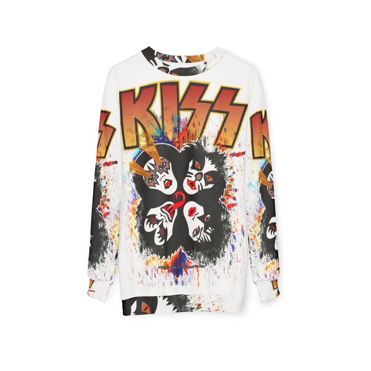 Kiss Band Rock and Roll Sweatshirt with Splash Logo - hanging