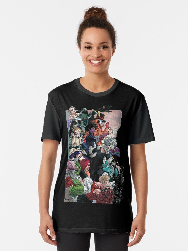 League of Villains graphic anime t-shirt with a bold, stylish design - Women