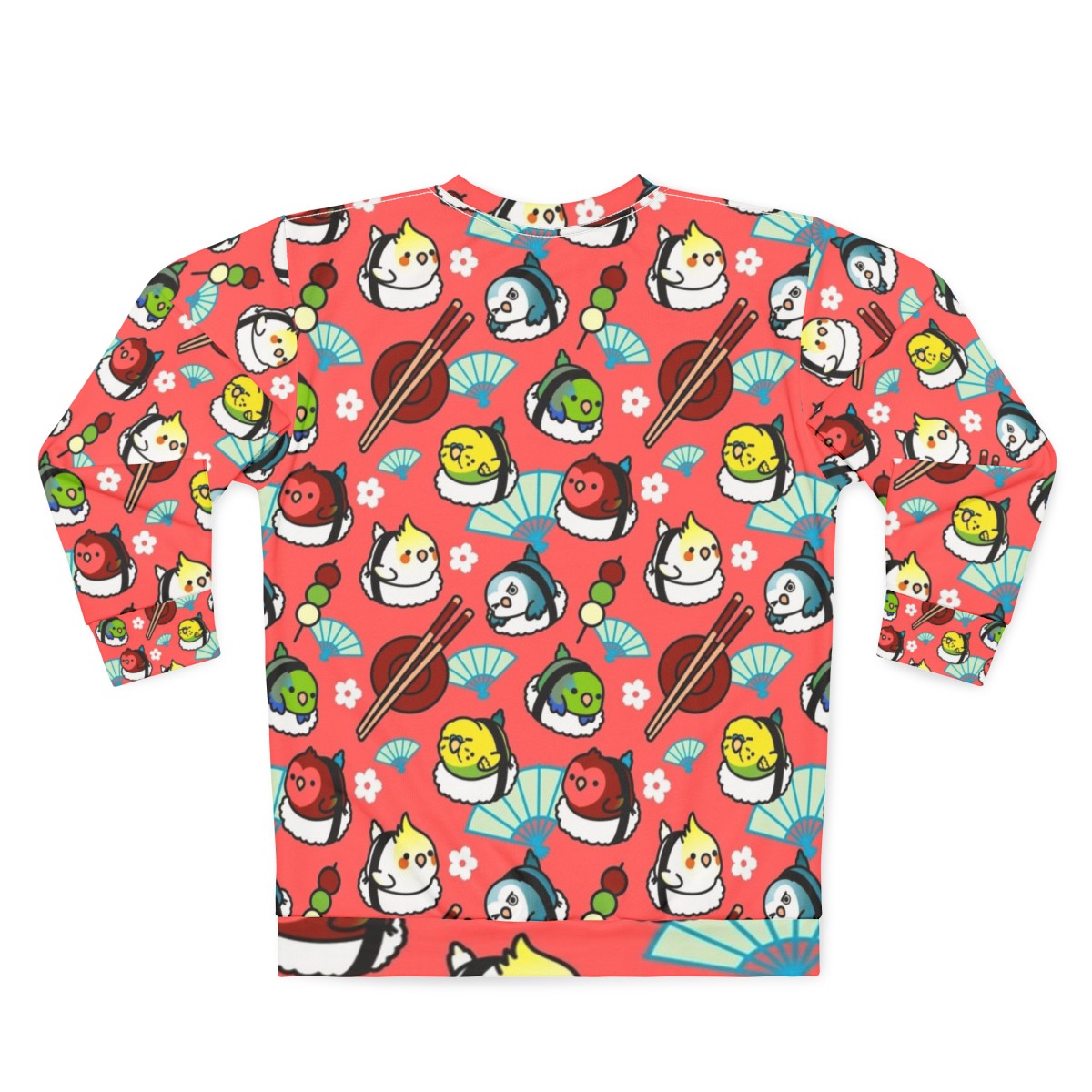 Colorful sushi time sweatshirt with Cody the lovebird - Back