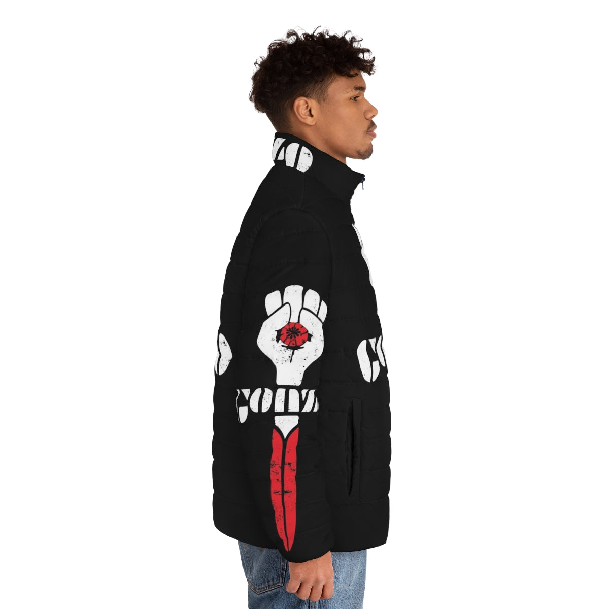 Hunter S. Thompson inspired gonzo symbol puffer jacket - men side right