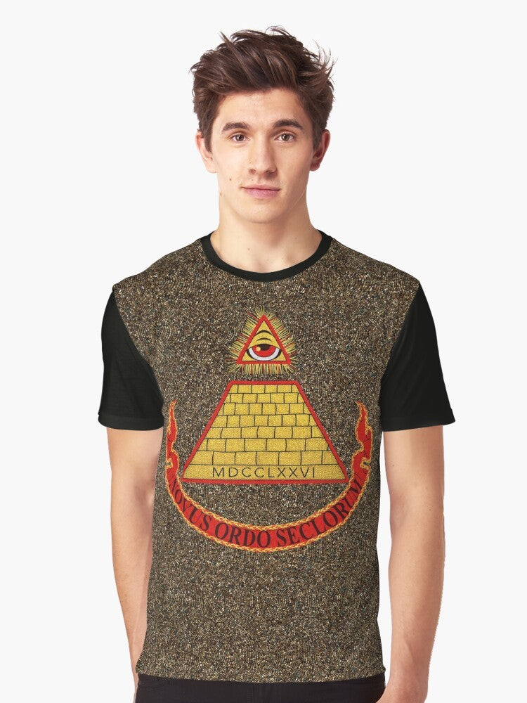 Vintage 80s "Desperately Seeking Susan" graphic t-shirt with Rosanna Arquette, illuminati, and pyramid design - Men