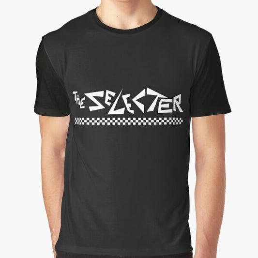 The Selecter logo graphic t-shirt, featuring a classic two-tone ska design from the British band of the 1980s.