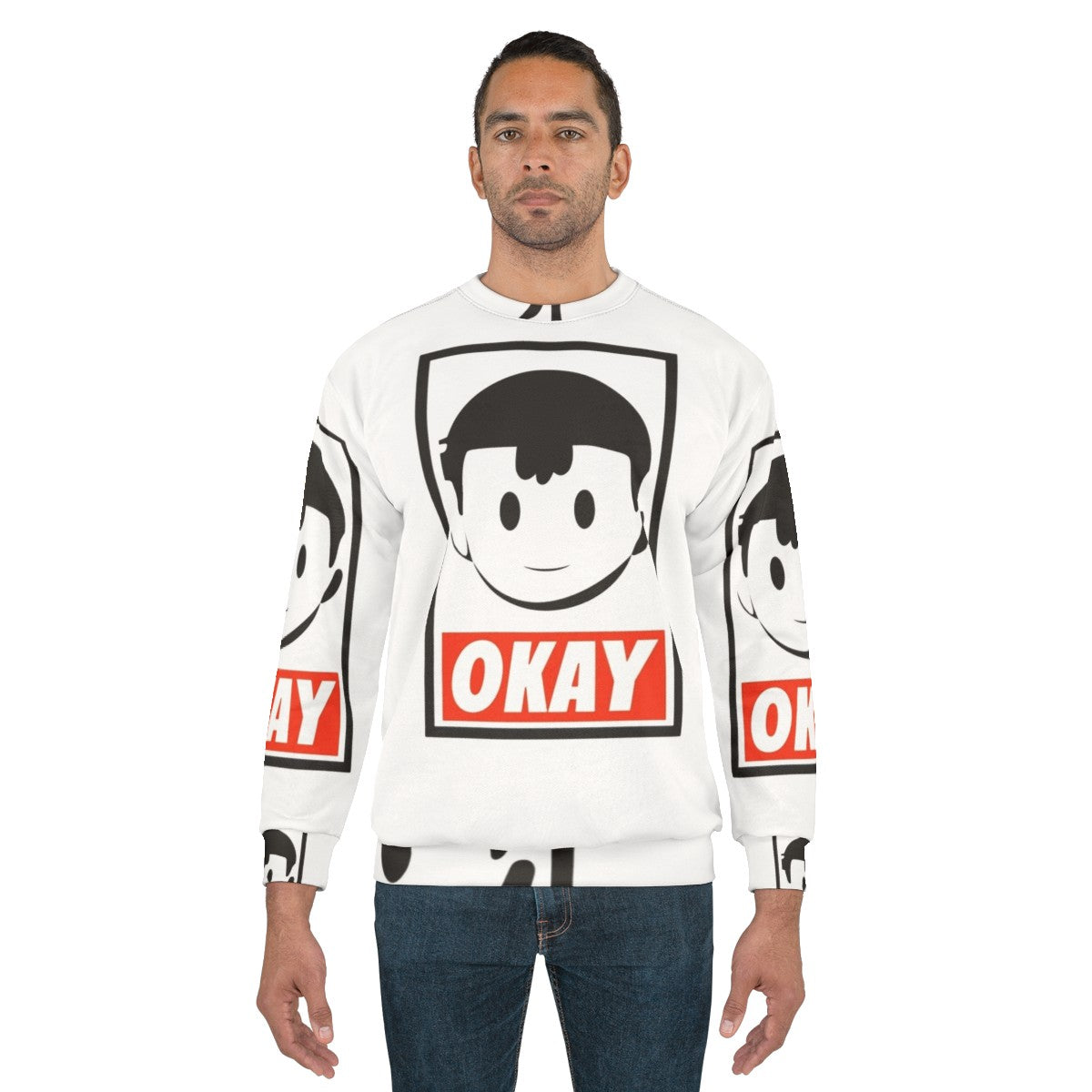 Okay Sweatshirt featuring Ness from Earthbound and Super Smash Bros - men