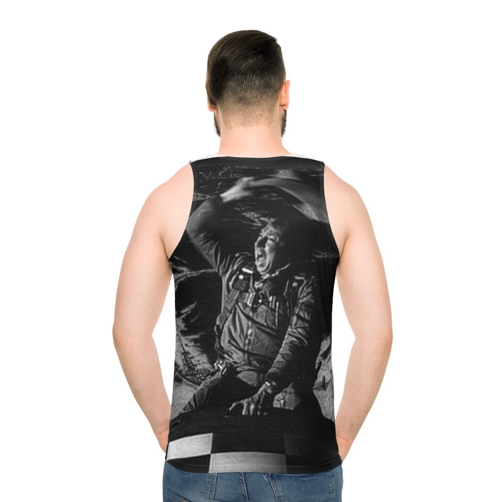 Bomb Rider Unisex Tank Top featuring a vintage movie-inspired design - men back