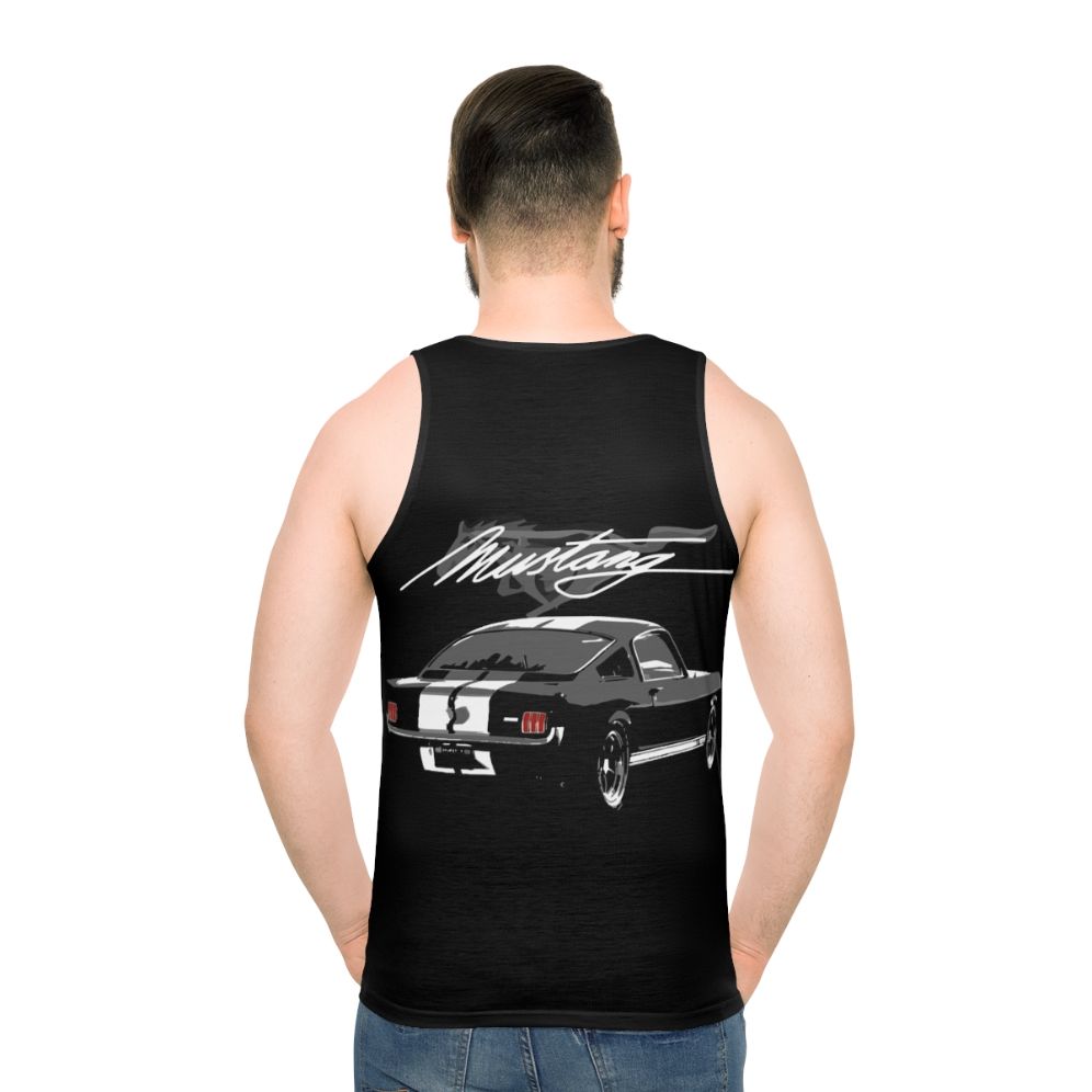 Retro 1965 Mustang Fastback Unisex Tank Top - men back