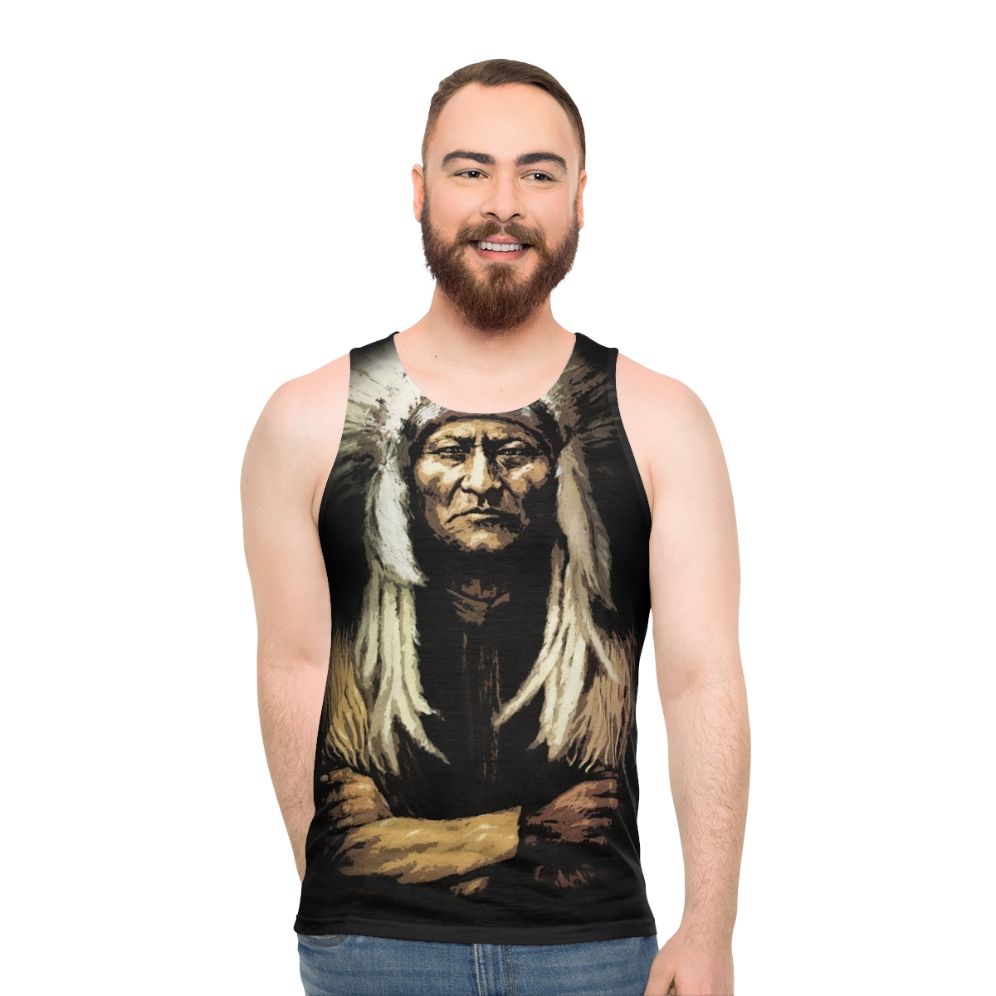 Sitting Bull Native American Tribal Unisex Tank Top - men