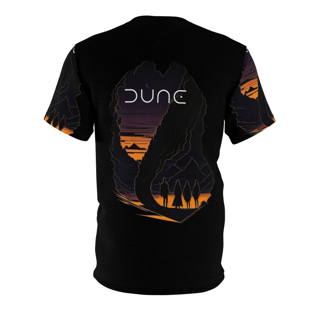 Dune-inspired graphic t-shirt design featuring a sci-fi desert landscape - Back