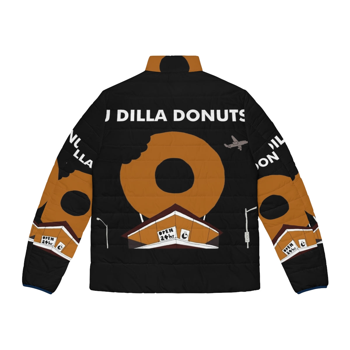 J Dilla Puffer Jacket with Donuts Graphic - Back