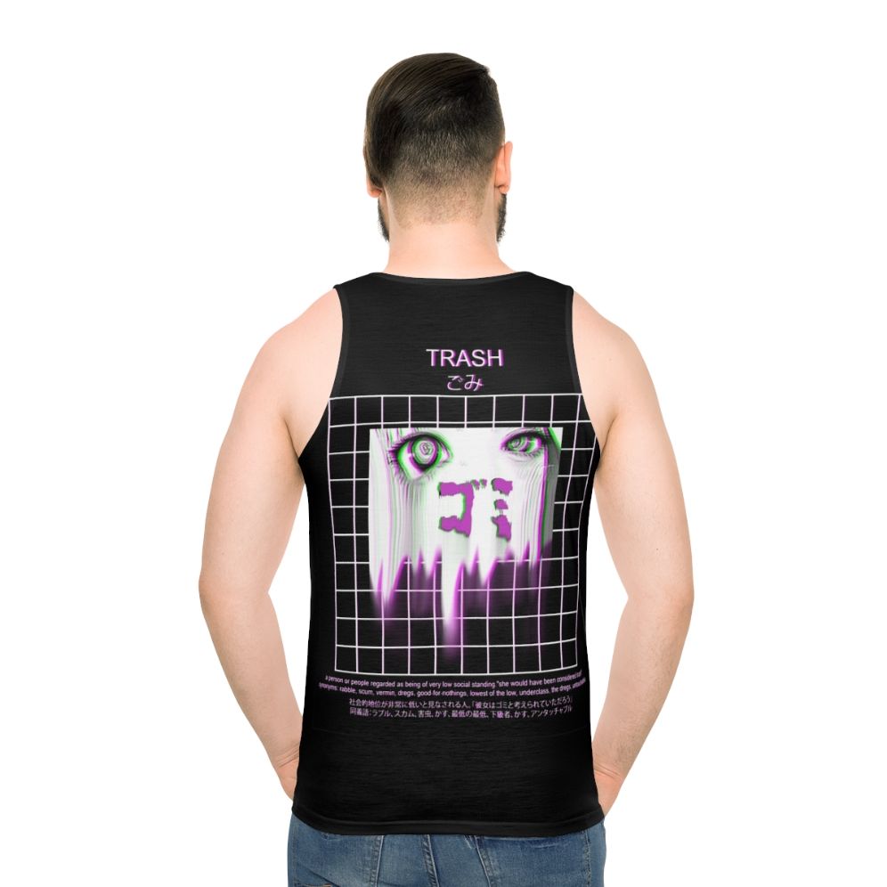 Japanese anime aesthetic unisex tank top - men back