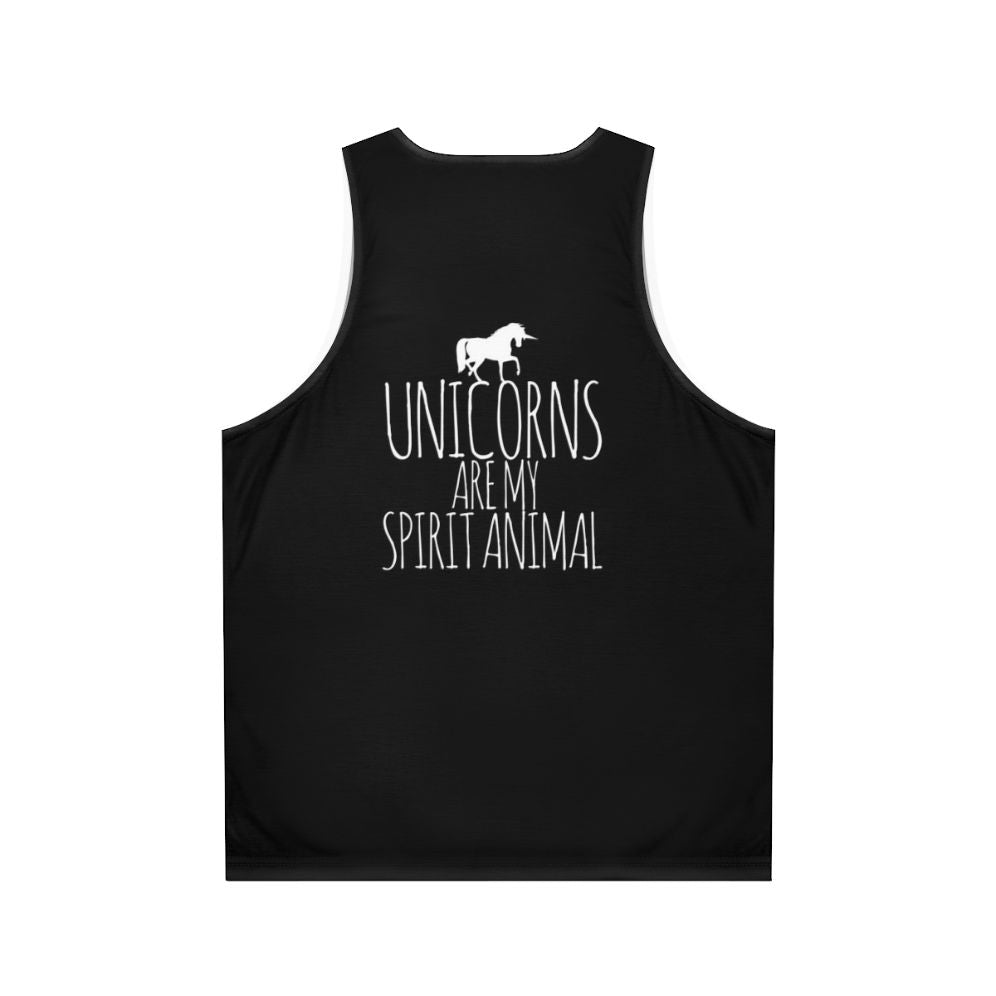 Unisex unicorn tank top with 'Unicorns Are My Spirit Animal' text - Back