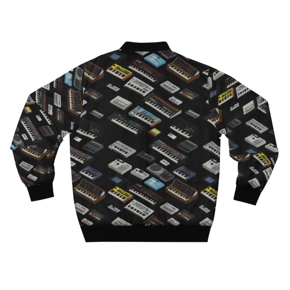 Stylish bomber jacket featuring a synthwave design for music enthusiasts and synth lovers - Back