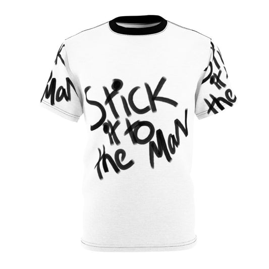 Stylish t-shirt design featuring a "School of Rock" inspired graphic with "Stick It to the Man" slogan