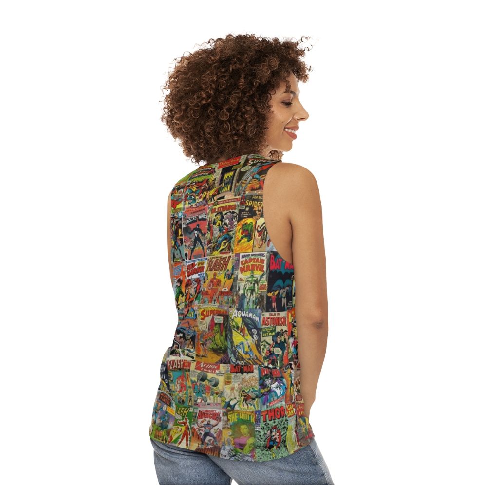 Vintage comic book pattern unisex tank top - women back