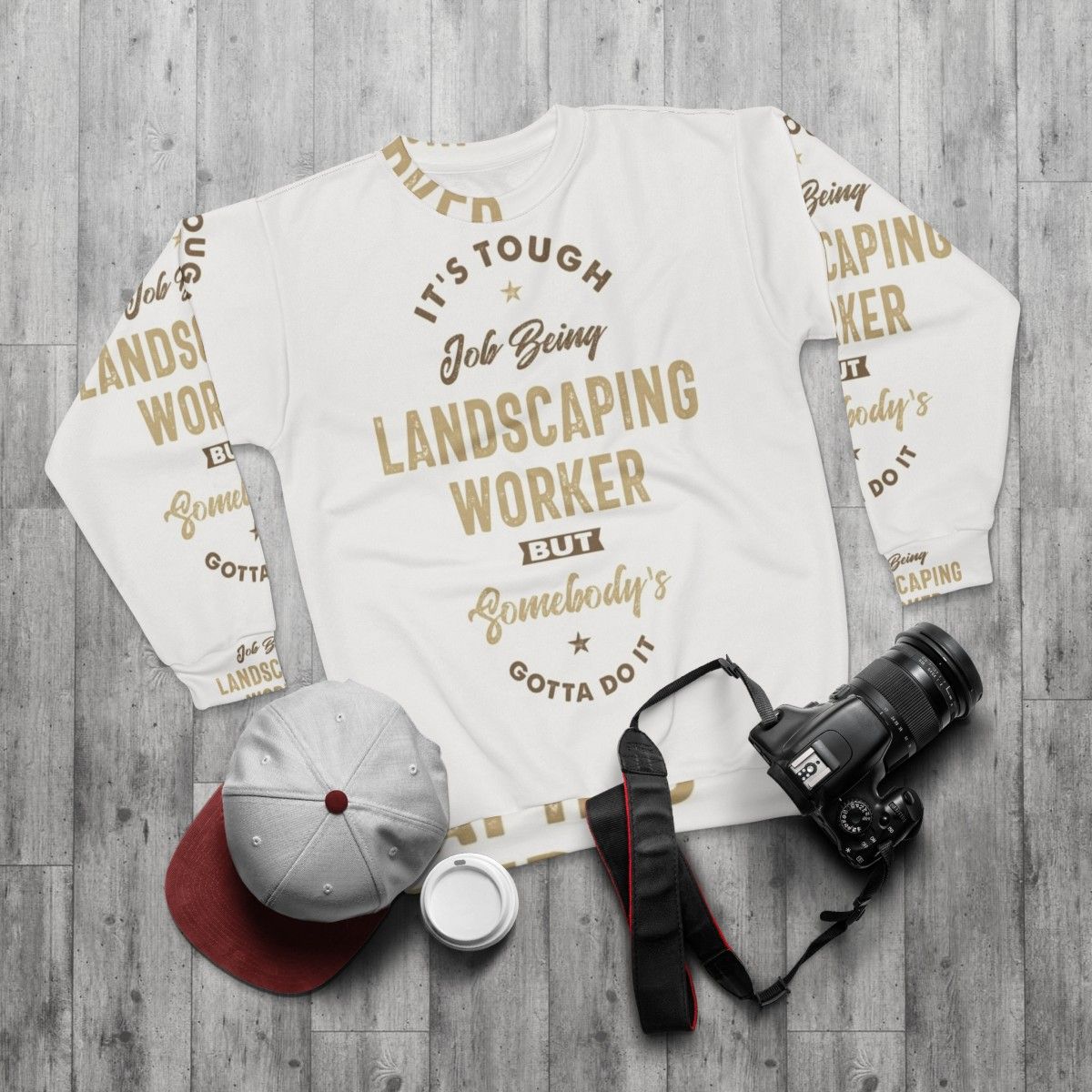 Landscaping worker graphic sweatshirt - flat lay