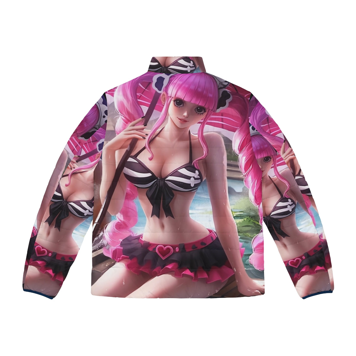 Anime girl in a hot spring ghost princess puffer jacket - Back