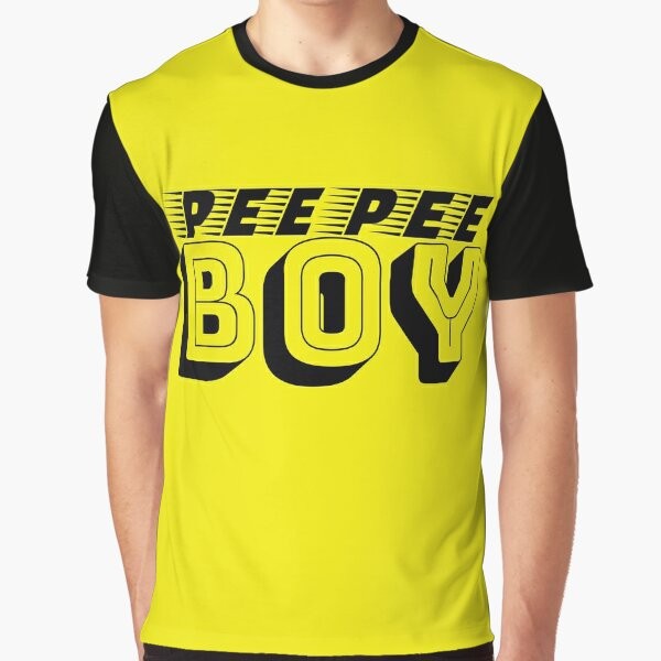 A funny graphic t-shirt featuring the text "Pee Pee Boy" in a unique typography design.