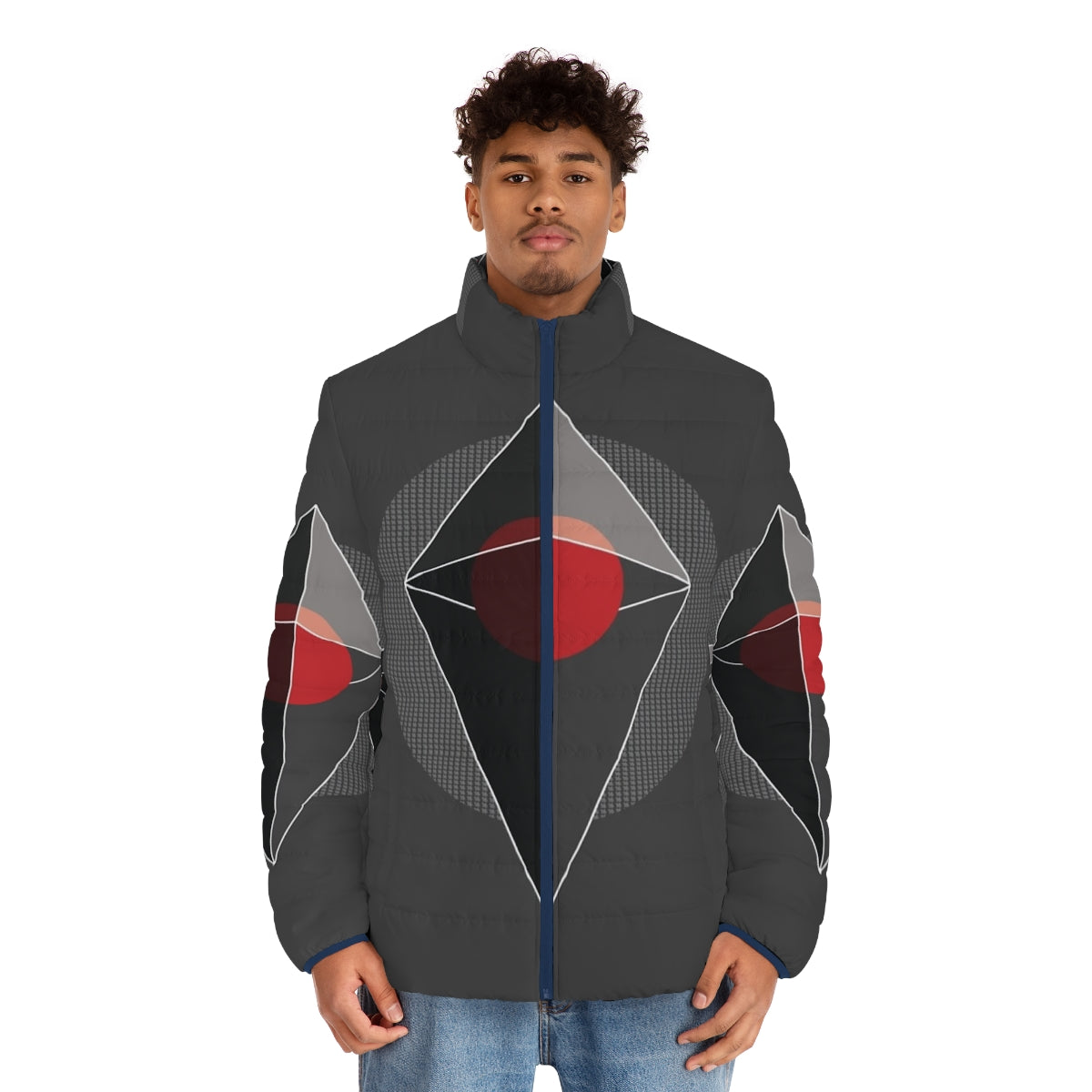 No Man's Sky Atlas Puffer Jacket featuring the iconic plumbob symbol - men front