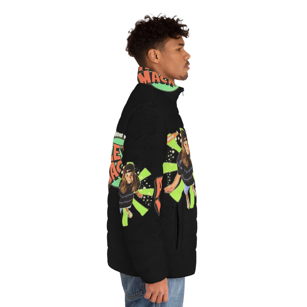 90s Nickelodeon Alex Mack Tribute Puffer Jacket - men side right