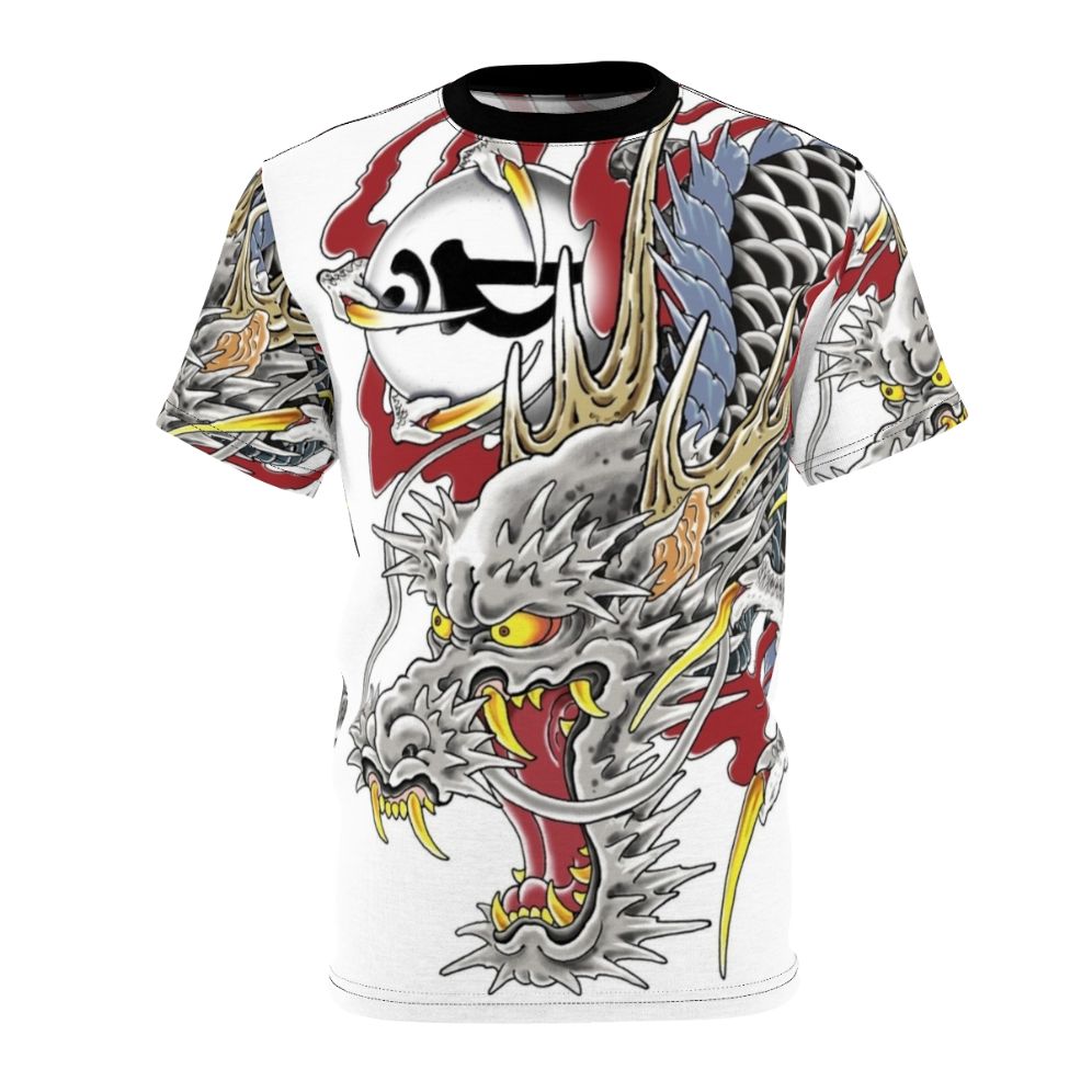 Japanese tattoo inspired Kazuma Kiryu t-shirt design featuring the iconic dragon tattoo