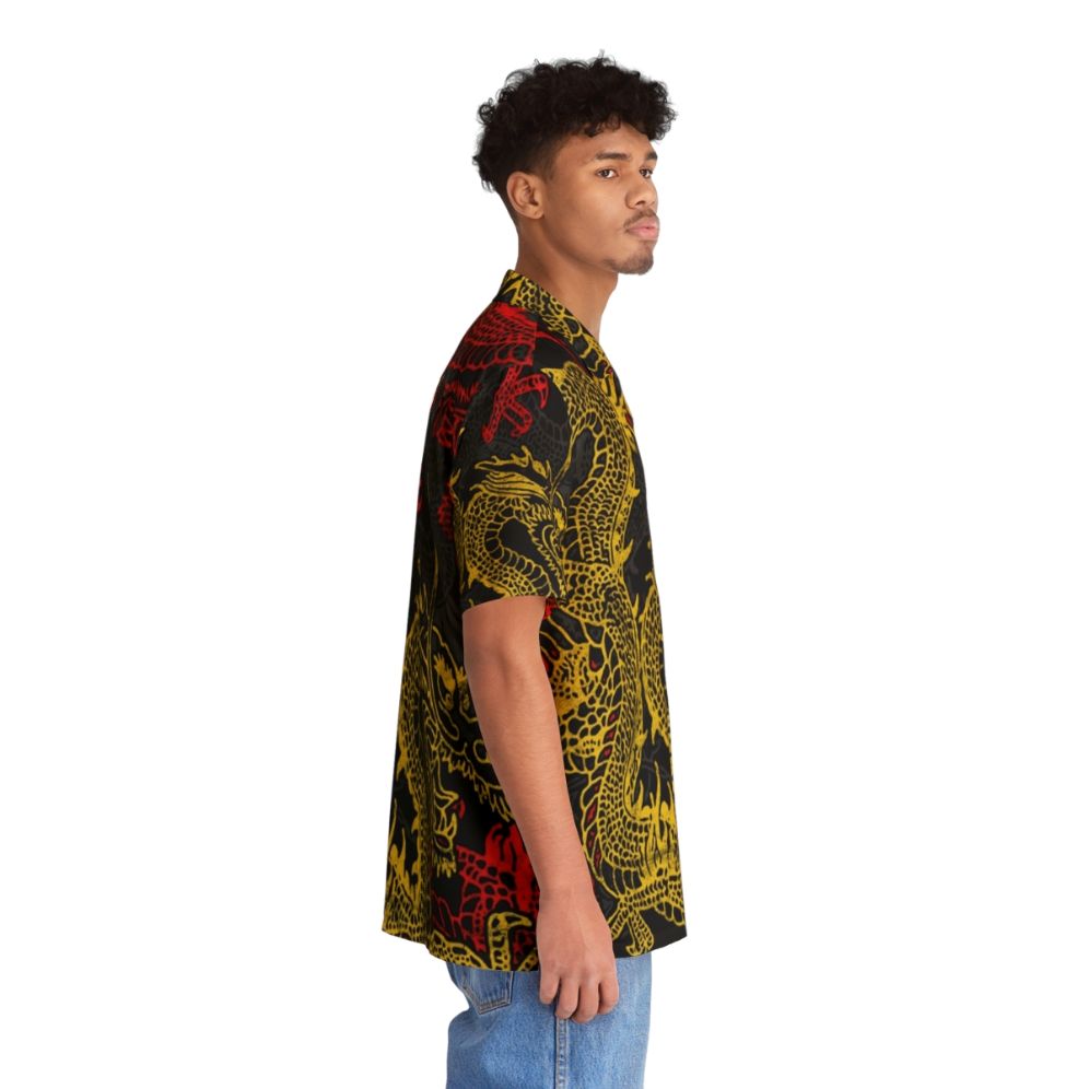 Golden Chinese dragon pattern Hawaiian shirt - People Pight