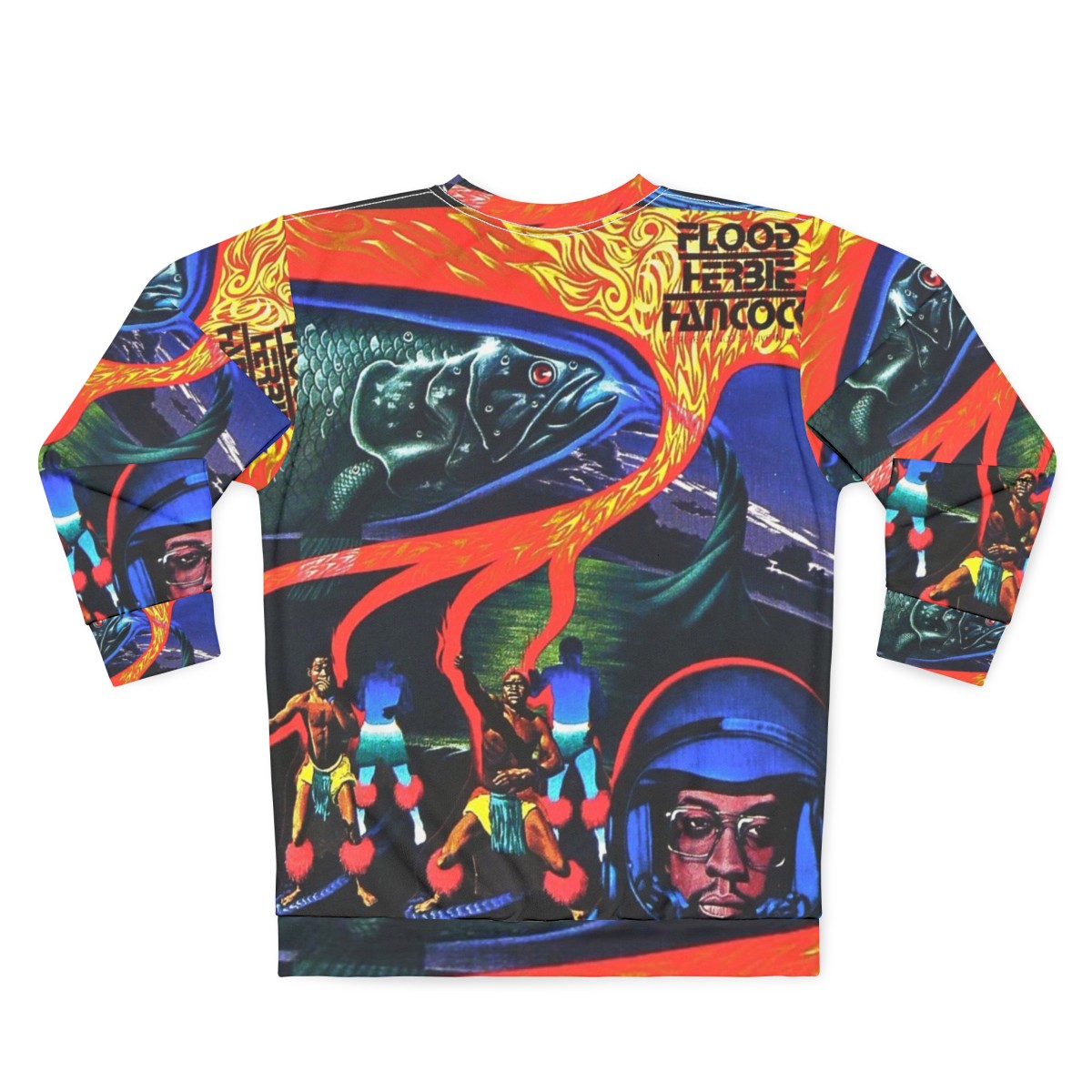 Flood Album Sweatshirt featuring jazz, funk, soul, and blues music design - Back