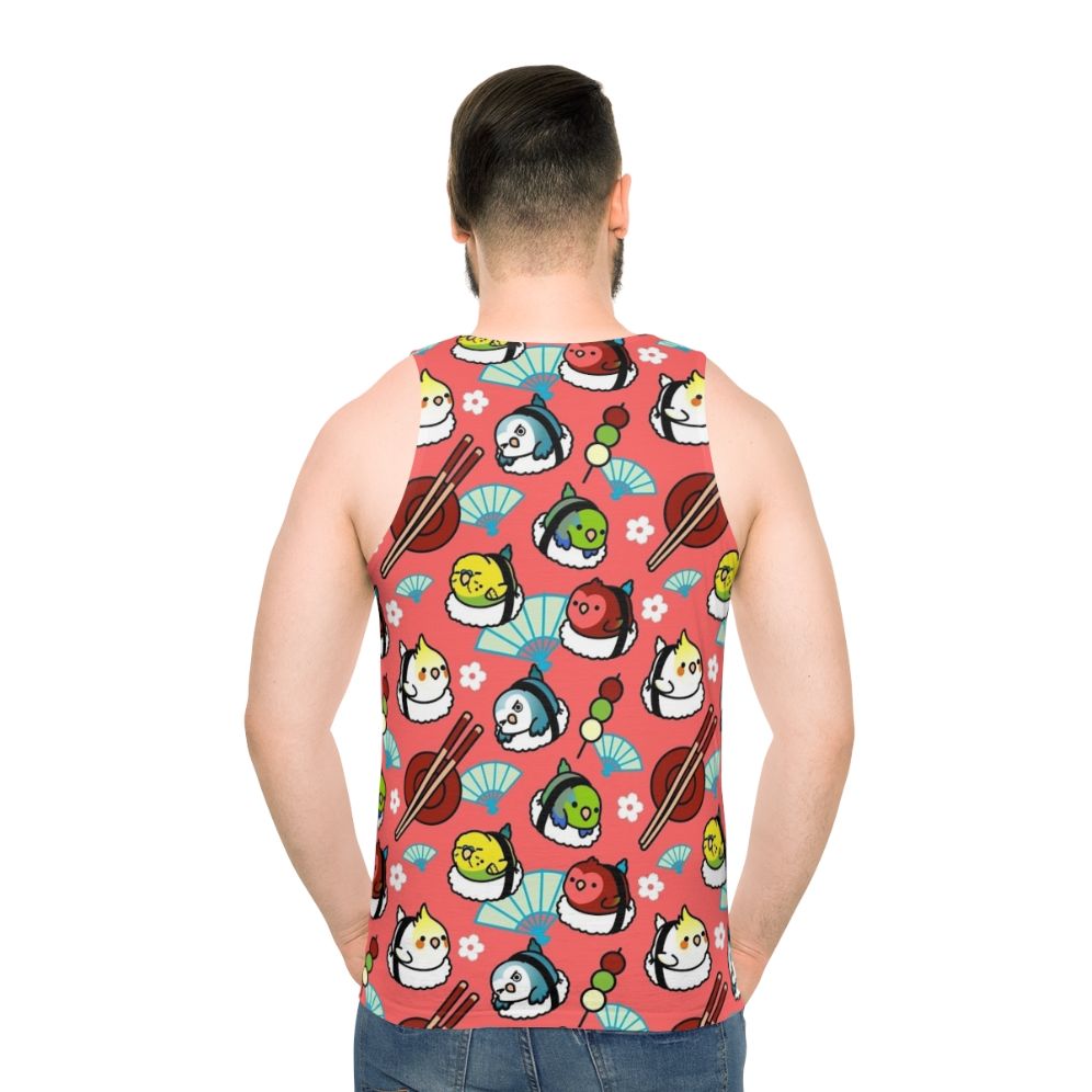 Kawaii sushi time lovebird unisex tank top - men back