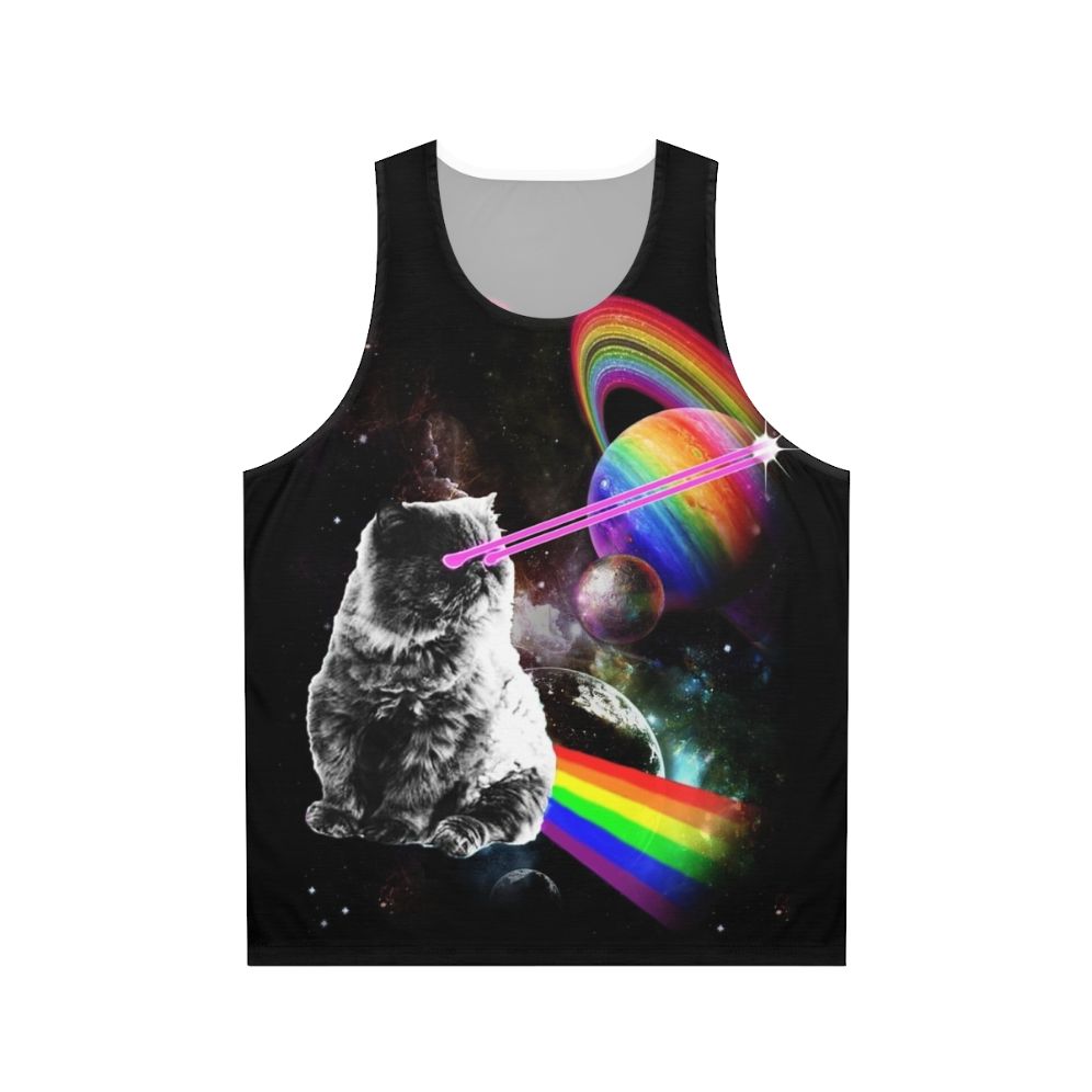 Cosmic cat in a galaxy tank top