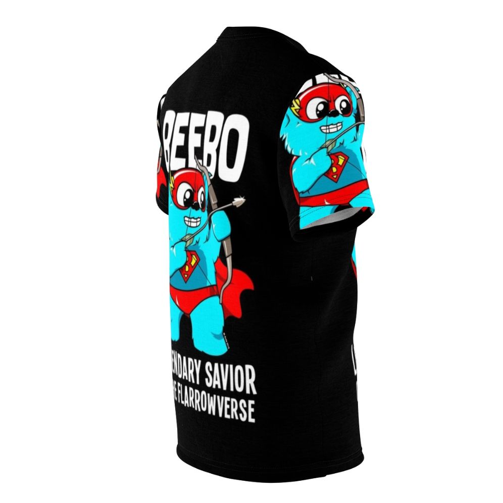 Superhero-inspired all-over print t-shirt featuring a bold design - men right